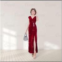 ราคา เดรสกำมะหยี่สีแดงไวน์ (24347406242)