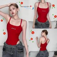 ราคา Swift Braตัวอักษรสีแดงปัก Jumpsuit แขนกุดผู้หญิงเปิดเสื้อกั๊ก สไตล์สตรีท เสื้อเว้าหลัง (28005906156)