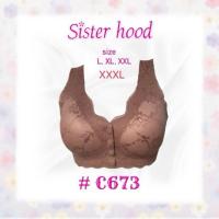 ราคา 673** Sister hood(M-3XL) สปอร์ตบรา ผ้าไร้ขอบ ลูกไม้ กระดุมหน้า เสริมฟองน้ำบาง หลังเรียบ อกกระชับ / 673 Sister hood (44258328607)