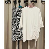 ราคา ชุด Set เสื้อขาว + กระโปรงลายม้าลาย Size XL (42929104995)