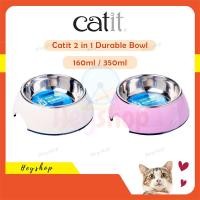 ราคา Catit 2 In 1 ชามทนทาน 160ml / 350ml สัตว์เลี้ยงสแตนเลสอาหาร Feeder ดื่มจาน Anti Slip Bekas Makan Kucing สุนัข (48556453946)