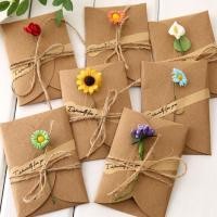 ราคา การ์ดอวยพรวันเกิด วันแม่ วันวาเลนไทน์ ลายดอกไม้แห้ง กระดาษคราฟท์ สไตล์เรโทร DIY (15786287914)