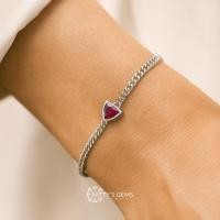 ราคา Nitty's Gems | สร้อยข้อมือเลสเงิน 925 พลอยทับทิม ชุบทองคำขาว 18K (42518907215)