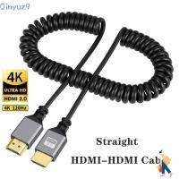 ราคา QINYUZ9 สายสปริงที่รองรับ HDMI, ยืดหยุ่น 4K 60HZ Micro Mini HDMI TO HDMI Spiral Cable, Extension 0.5-2.4M ชายหญิงปลั๊กสาย (55458067719)