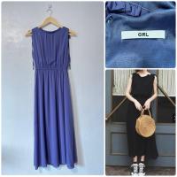 ราคา GRL เดรสยาวแขนกุด แต่งคอระบาย สีน้ำเงิน เดรสญี่ปุ่นมือสอง (40955413094)