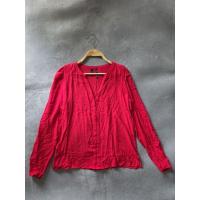 ราคา MANGO เสื้อคอวีสีแดงกระดุมหน้าแขนยาวผ้านิ่มไซส์(4)อก38ยาว24(งานมือสอง)32 (42854581079)
