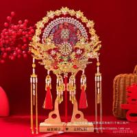 ราคา Xihe สไตล์จีน diy แสดงวัสดุพรีเมี่ยมเจ้าสาวสองด้านงานแต่งงานอุตสาหกรรมหนักพัดลมกลุ่มกระเป๋าพัดลมทําด้วยมือ NI6D (44029230843)