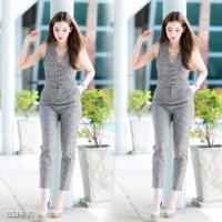 ราคา จั้มสูท จั้มขายาว จั้มสูทลายสก็อต จั้มแขนกุด จั้ทสูทขายาว (1237449459)