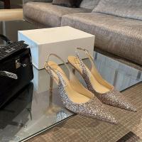 ราคา 8ซม. Jimmy Choo รองเท้าส้นสูงฤดูใบไม้ผลิและฤดูร้อนแฟลชชิปชี้ทอง Glitter หนังแกะด้านบนซับฤดูร้อนรองเ (27965424773)