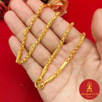ราคา สร้อยคอทองพ่นทรายลายผ่าหวายกลมคั่นมะรุมตัดลาย ยาว 20 นิ้ว หนัก 1 บาท ใส่ในชีวิตประจำวันได้ ชุบทอง (29074238565)