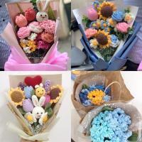 ราคา ช่อดอกไม้ไหมพรมถักโครเชต์มือใหญ่หลายแบบ (46254860354)