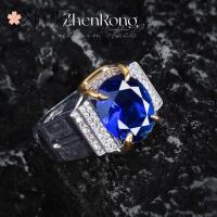 ราคา ♥ชุบเดิม จุด950 แพลทินัมศรีลังกาไพลินแหวนชายสองสีทองแฟชั่นออกเดทเครื่องประดับ (44508002108)
