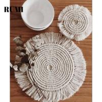 ราคา รุมิ‌ เสื่อถ้วยน้ํา, ที่รองแก้วพู่ทอมือ, Boho Pure Handcrafted ผ้าฝ้ายดูดซับทนความร้อนห้องครัวเสื่อดูดซับน้ําตกแต่งบ้าน (54657709052)