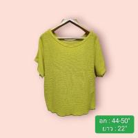 ราคา เสื้อยืด เสื้อสาวอวบ มือสอง สีเหลืองผ้าร่อง งานสวยๆ (18587485382)