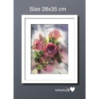 ราคา ภาพวาดสีน้ำพร้อมส่ง"กลับมาหาเธอ" ภาพดอกกุหลาบสีแดง พร้อมกรอบสีขาว สไตล์มินิมอล ขนาด 28x35 ซม. ของขวัญ ภาพติดผนัง A089 (16663773059)