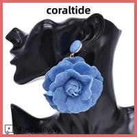 ราคา CORALTIDE Denim ต่างหูผ้าสีฟ้า, Exaggerate Denims ต่างหูดอกกุหลาบสีฟ้า, ต่างหูดอกไม้เครื่องประดับแฮนด์เมด (41080072053)