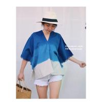 ราคา เสื้อมัดย้อม มินิเดรสปีกค้างคาว ผ้าฝ้ายย้อมคราม (3420494248)