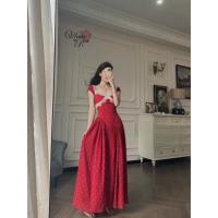 ราคา เดรสตัวยาว สายเดี่ยวเส้นใหญ่ ใส่แบบปาดไหล่ได้ (widelia@real) (58051059395)