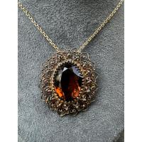 ราคา สร้อยคอพร้องจี้เข็มกลัดเงินแท้ประดับพลอยซิทริน (29394197383)