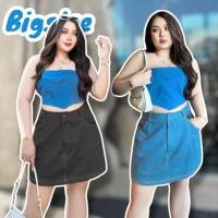 ราคา กระโปรงยีนส์สั้น รุ่น ทรงสอบ สม๊อคหลัง เอวสูง ผ้าไม่ยืด ไซต์ใหญ่ สาวอวบอ้วน plussize bigsize กระโปรงสั้น ผ้ายีนส์ (23588668322)