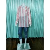 ราคา เสื้อเชิ้ตแฟชั่น ลายทางสีชมพู-ขาว ไซส์ XXL งานป้าย Merona (10970501541)