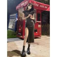 ราคา 【COD】French Style Casual Short Sleeve T-shirt Skirt Women's Summer Sexy Sexy Slim Hip Split Long Dress Gray Dress (27507103455)