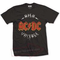 ราคา HH Ac_dc Logo High Voltage Mens Black T-shirt Acdc Tshirt Large Men T Shirt Great Quality Funny Man Cotton คอกลม (25016630136)