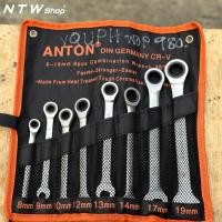 ราคา ชุดประแจแหวนฟรี ชุดประแจแหวนข้างฟรี ปากตาย คอตรง/พับไม่ได้ ขนาด 8-19 มม 8 ชิ้น ANTON (20693228909)
