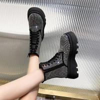 ราคา พร้อมส่งจากไทย เบอร์ 37 รองเท้าบูทส้นสูง 6.5 cm แต่งเพชร (19272932582)