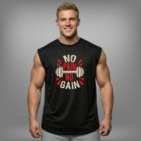 ราคา NO PAIN NO GAIN DUMBELL เสื้อแขนกุดทรงหลวม โอเวอร์ไซส์ Oversized Muscle Shirt (50756130730)