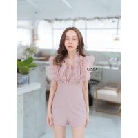 ราคา จั้มสูทผ้าลูกไม้สีชมพู จั้มสูทกางเกงสีชมพูฟรุ้งฟริ้ง (3981094523)