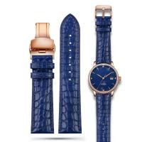 ราคา Universal สําหรับ Lon-gines Ome-ga TAG Heuer หนังจระเข้สีฟ้า Mens Womens Butterfly Buckle สร้อยข้อมือ 18 20 มม.N7QD (54904050423)