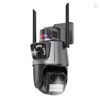 ราคา 2mp + 2MP Wireless Monitor กล้อง Dual-Lens Wall Mount สมาร์ท WiFi กล้องกันน้ําสี Night Vision 2-Way Audio Humanoid ติดตาม PTZ หมุนได้กล้องรักษาความปลอดภัยไร้สายสําหรับ Home O (28864922517)