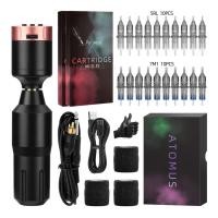 ราคา ATOMUS Wireless Tattoo Machine Power Supply Kit Tattoo Pen Full Set ไร้สายโรตารีมอเตอร์ Tattoo Machine ตลับหมึกเข็มชุด (53508735437)