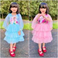 ราคา เดรสสีฟ้า เดรสวันแม่ เดรสเจ้าหญิงสไบมุ้งเพชร ฟรุ้งฟริ้ง (8353712028)