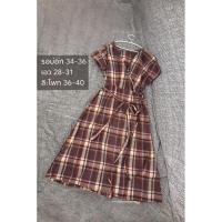 ราคา เดรสลายสก็อตโทนน้ำตาลผ้าคอตตอนญี่ปุ่น (55555425399)