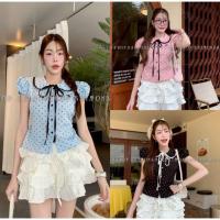 ราคา เสื้อคอบัว ผูกโบว์หน้าผูกโบว์หลัง แขนตุ๊กตา ติดกระดุม งานฮิตสุดๆ (44010549853)