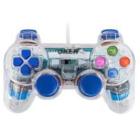 ราคา Oker 2 Shocks joystick จอยเกมส์สำหรับคอม รุ่น U-707 (สีน้ำเงิน/ใส) (43504248972)