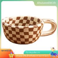ราคา [in stock]Ceckered Mug Vintage Coffee Cup แก้วกาแฟลายตารางหมากรุก (53957846953)