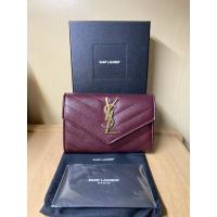 ราคา Used like new YSL small envelope card (burgundy) (12413477530)