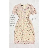 ราคา (617) เดรสผ้าชีฟองฉลุสีเหลืองลายดอกแต่งลูกไม้ ป้าย APstyle ไซส์ S (40562665226)