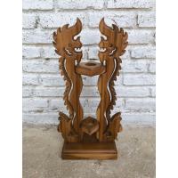 ราคา ที่ตั้งตาลปัตร ขาตั้งตาลปัตร ฉลุลายพญานาค ทำจากไม้สักแท้ (28637678227)