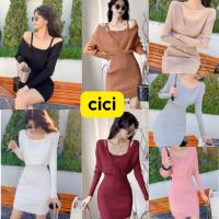 ราคา ส่งทันที Cici(NO. 868-2)เดรสไหมพรม ด้านในเป็นสายเดี่ยวเย็บติดกับเสื้อคลุมแขนยาวตัวนอก ด้านหลังมีสายผูกโบว์ (15346687043)