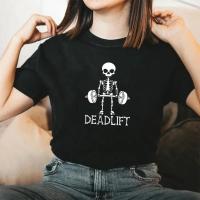 ราคา เสื้อยืดลายโครงกระดูกสำหรับเดดลิฟท์ เสื้อยืดออกกำลังกายลายโครงกระดูก เสื้อยืดเพาะกาย เสื้อยืดออกกำลังกาย เสื้อยืดผู้หญิง (47208302517)