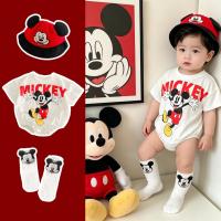 ราคา ชุดรอมเปอร์ทารกแรกเกิด Disney Mickey Mouse น่ารักและทันสมัยเด็กฤดูร้อนแขนสั้นผ้าฝ้ายจั๊มสูทระบายอากาศของขวัญวันครบรอบเด็ก (28886941756)