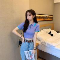 ราคา เสื้อครอปเเขนสั้นไหมพรม คอปก(เอวลอย) ตัดขอบสี #M1 (14001620260)