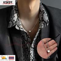 ราคา สร้อยคอชายเท่ๆสร้อยคอผู้ชายแฟชั่นสร้อยคอชายสร้อยคอพร้อมจี้ทรงสี่เหลี่ยมสร้อยผู้ชายสร้อยคอไม่ลอกไม่ดำ (43156698778)