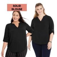 ราคา JUMBO BIG SIZE BLOUSE _ MAURCS SPLIT NECK SOLID BLOUSE (43505744728)