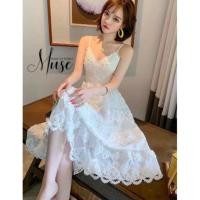 ราคา เดรสสายเดี่ยวมีขาวผ้าลูกไม้ลายหัวใจ (6240977046)
