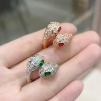 ราคา ใหม่หรูหราเพชรเต็มคู่แหวนหัวงู 18k Rose Gold รุ่นสูงเพชรเต็ม All-Match สูงคาร์บอนเพชร Classy งูเปิดแหวน (26961738562)